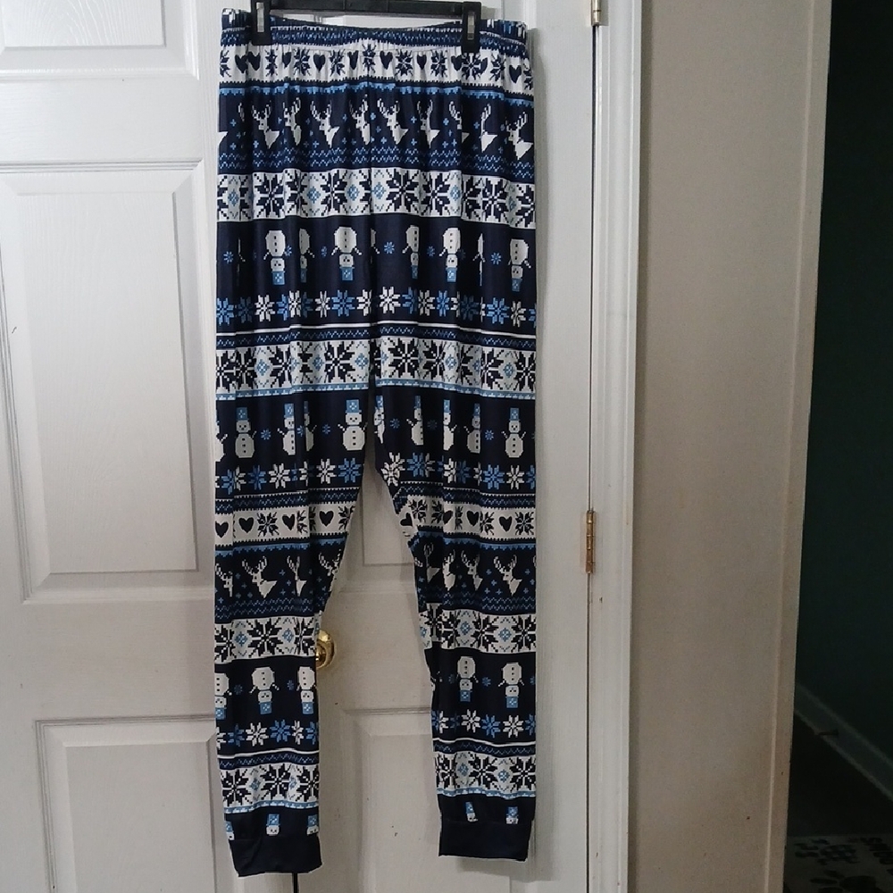 Christmas Winter Snowflake Print Pajama Bottoms lounge pants Sz 4XL NWOT
